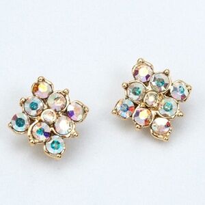 Aurora Borealis Swarovski Crystal Floral Stud Earrings